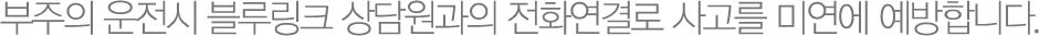 부주의 운전시 블루링크 상담원과의 전화연결로 사고를 미연에 예방합니다.