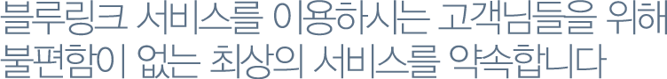 블루링크 서비스를 이용하시는 고객님들을 위해 불편함이 없는 최상의 서비스를 약속합니다 