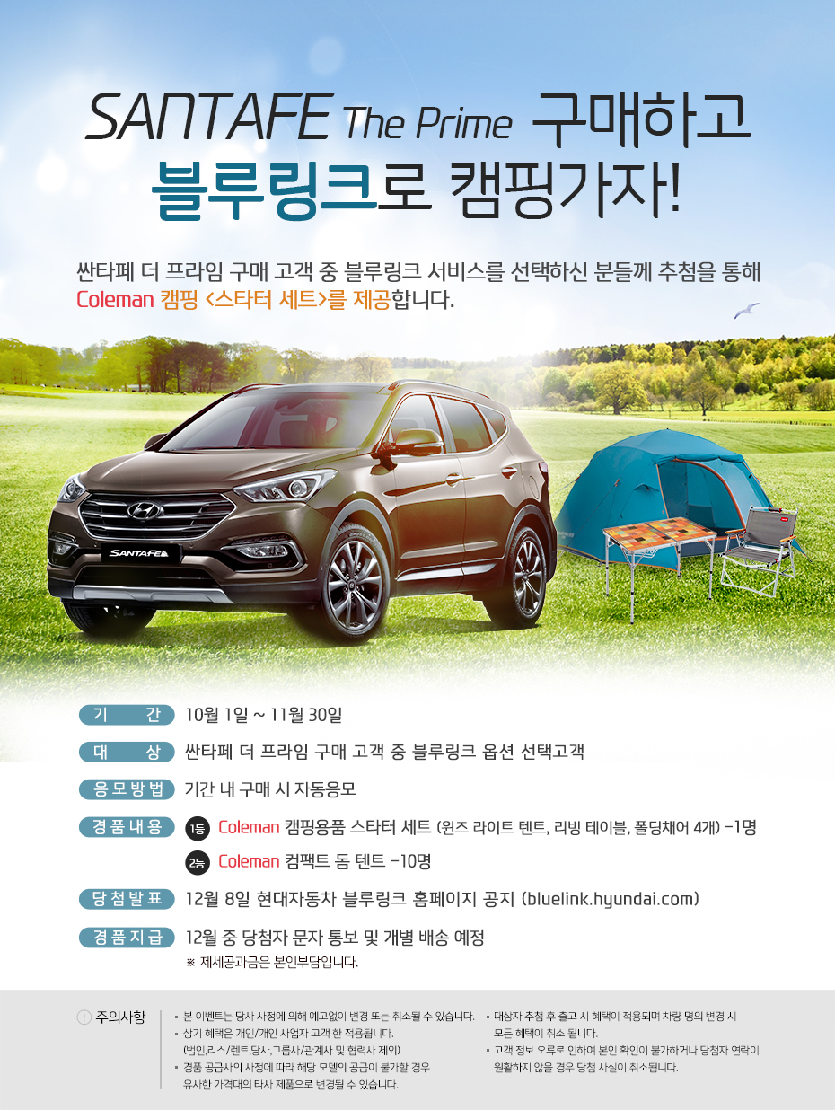 SANTAFE The Prime 구매하고 블루링크로 캠핑가자!